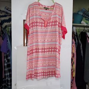 Ellen Tracey Women's Plus Sized Pullover Top/Dress Tribal Pattern Beachy 3X